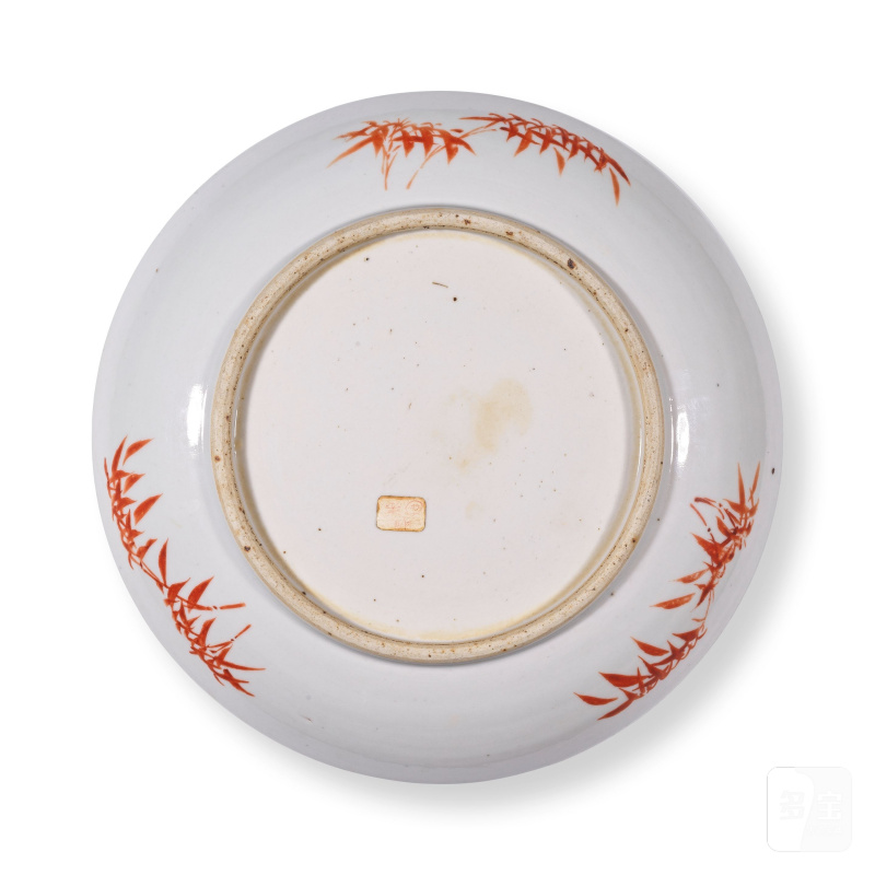清 十九世紀 五彩一把蓮紋盤 | ASSIETTE EN PORCELAINE DE LA FAMILLE VERTE - 图2